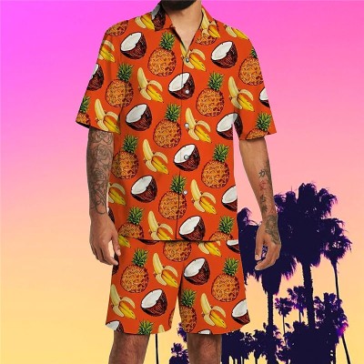 Fashion New Casual Fruit Print Shirt + Beach Shorts Set