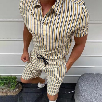Slim Fit Printed Casual Short Sleeve Shirt Set