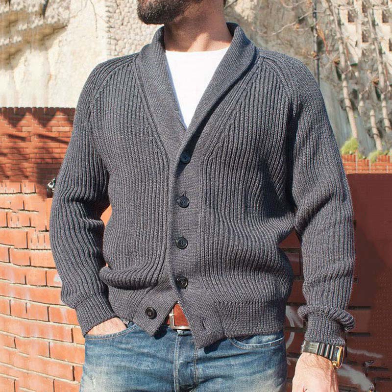 Men's Single Breasted Thick Knit cardigan