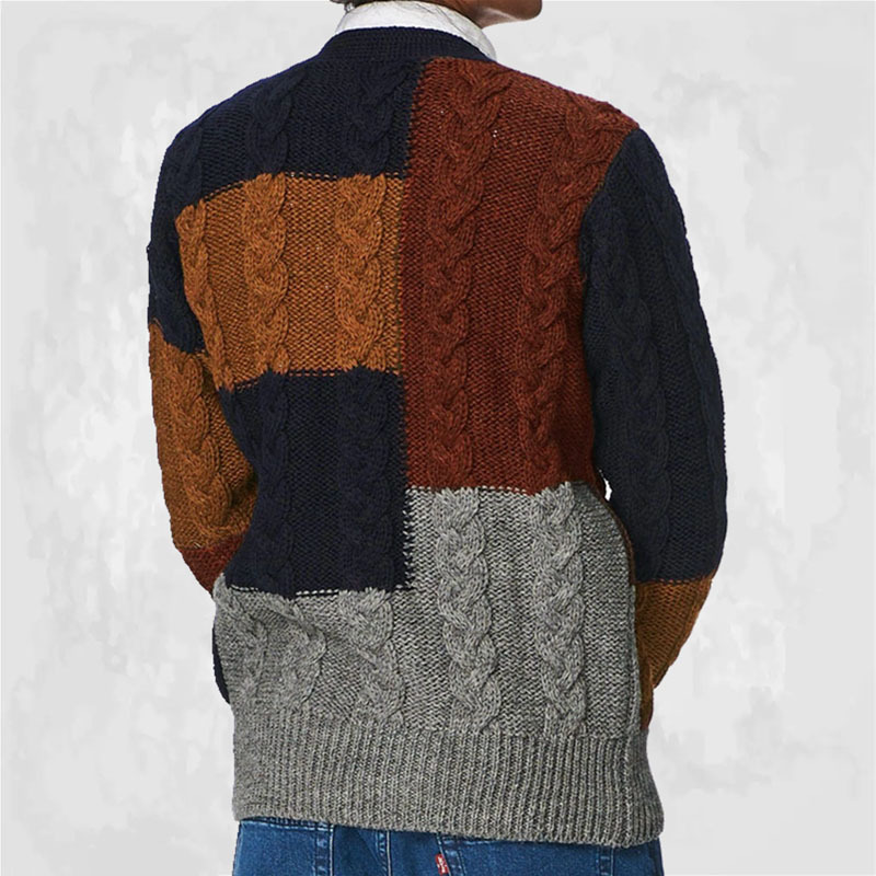 Men's Contrast Knit Cardigan - Helloice Apparel