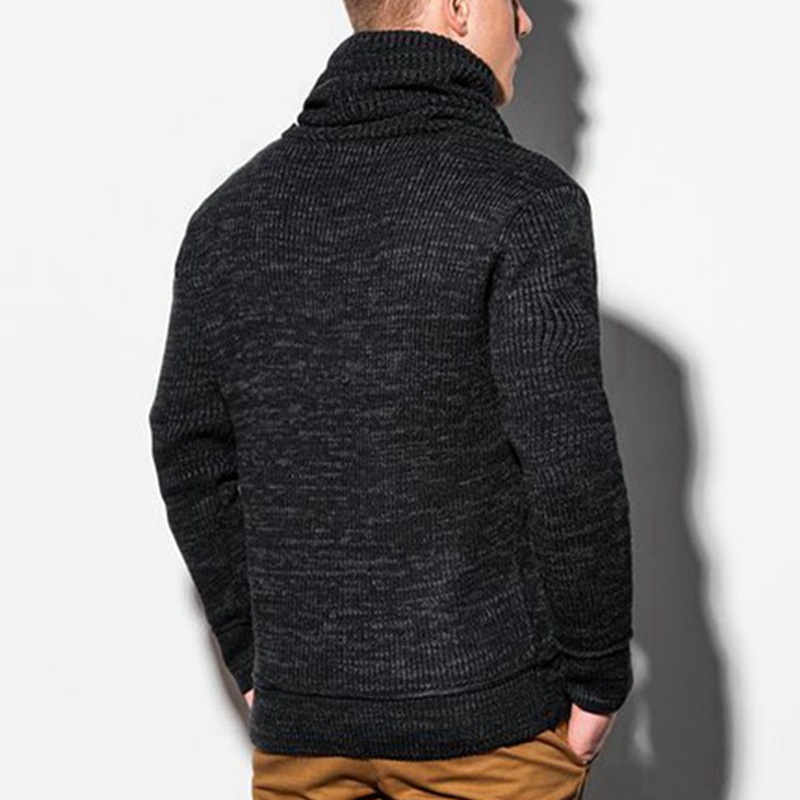 Drawstring Stand Collar Knit Slim Fit Sweater