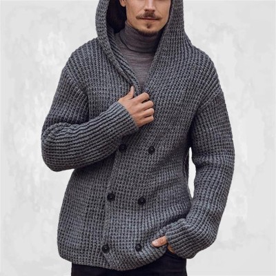 Double-Breasted Knitted hoodies cardigan