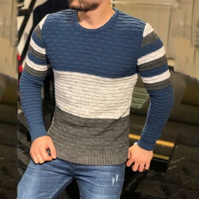 Men's Long Sleeve Color Block Sweater