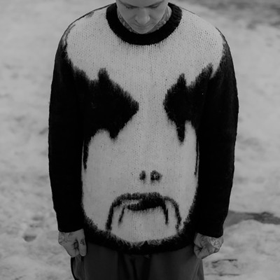 Oversize Pullover Abstract Face Knitted Sweater