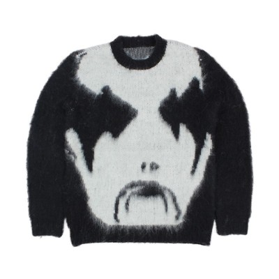 Oversize Pullover Abstract Face Knitted Sweater