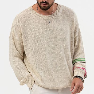 Thin Knit Round Neck Long Sleeve Pullover Sweater