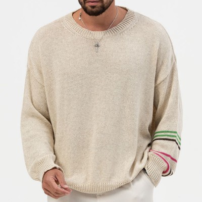 Thin Knit Round Neck Long Sleeve Pullover Sweater