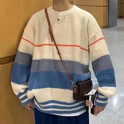 Japanese Style Striped Crewneck Sweater