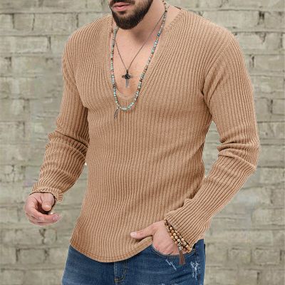 Large V-Neck Knitted Slim Sweater