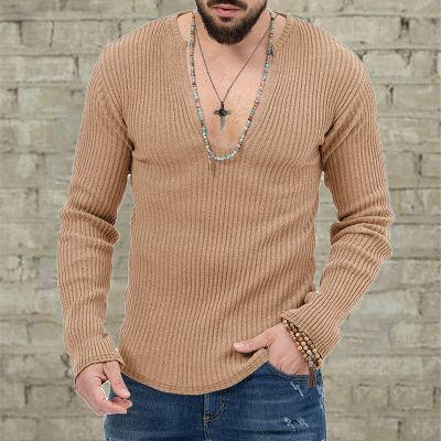 Large V-Neck Knitted Slim Sweater