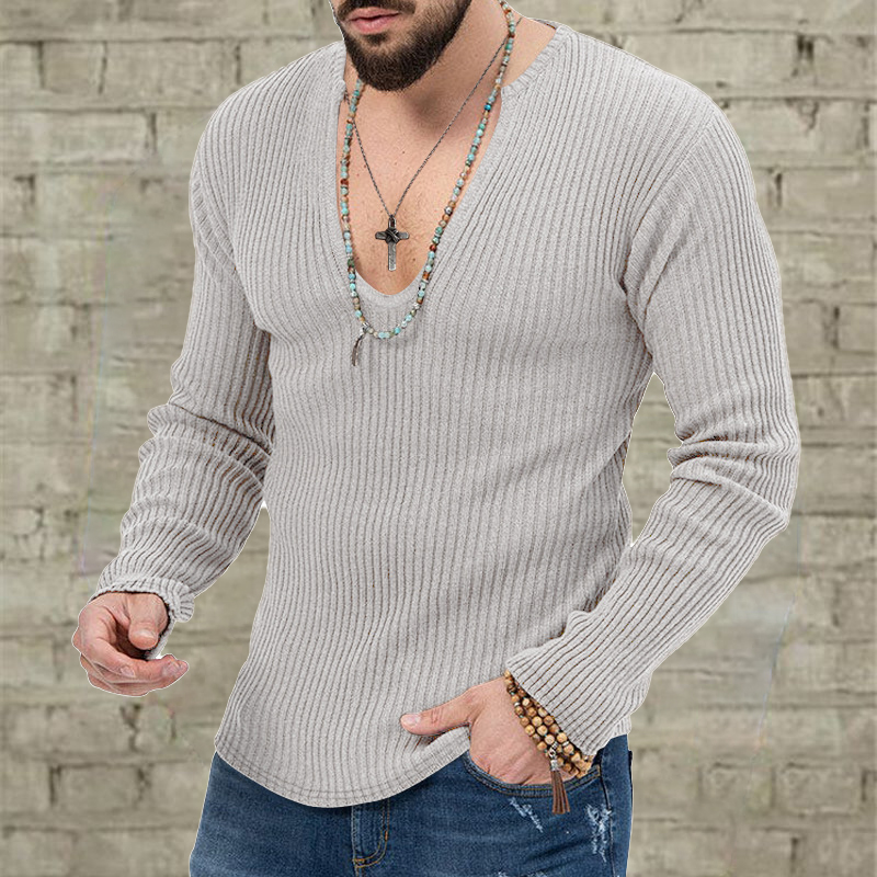 Large V-Neck Knitted Slim Sweater