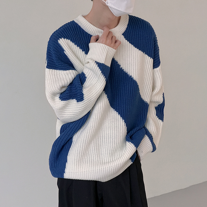 Cow Color Block Knit Pullover
