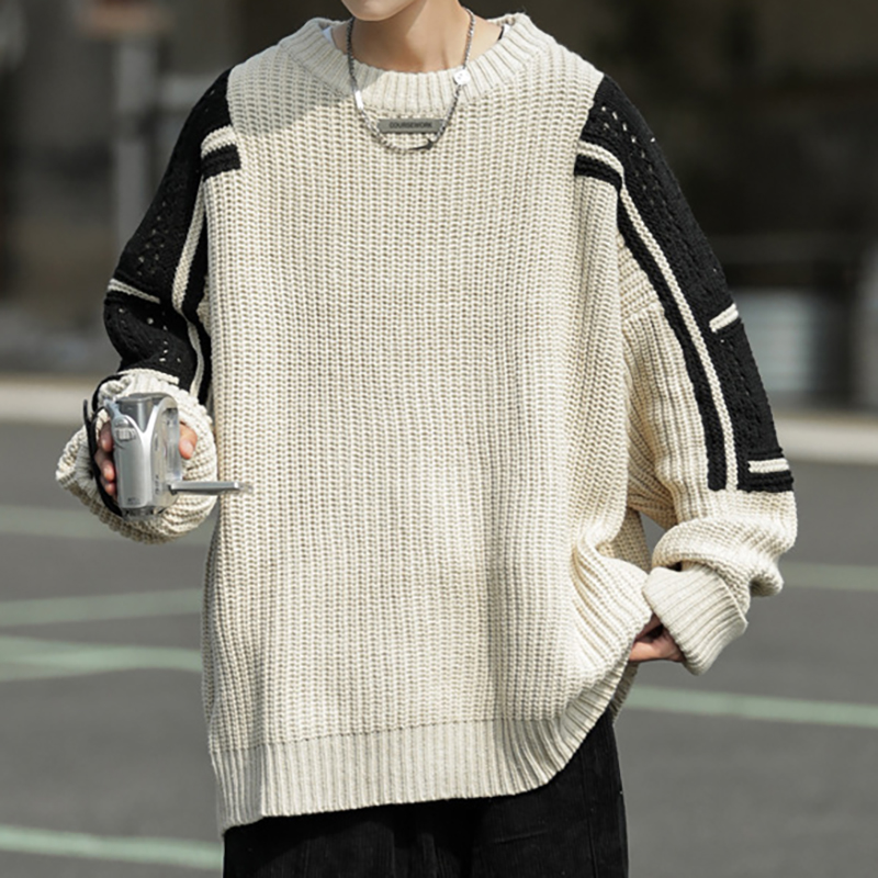 Nameplate Color Matching Pullover Sweater