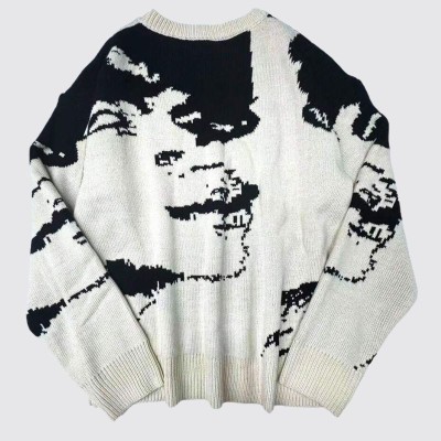 Abstract Face Print Sweater