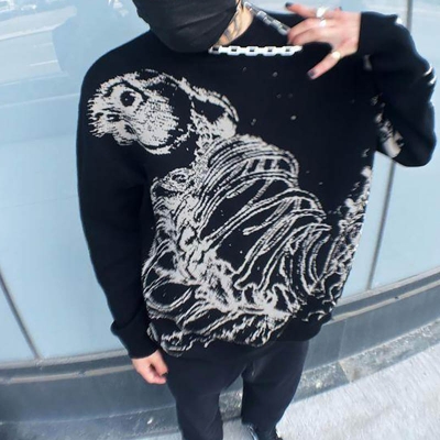Gothic High Street Skull Jacquard Sweater