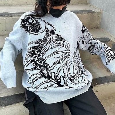 Gothic High Street Skull Jacquard Sweater