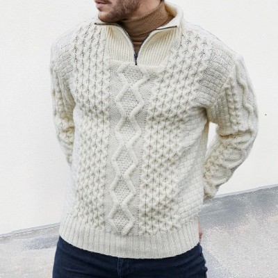 Zipper Turtleneck Long Sleeves Knitted Sweater