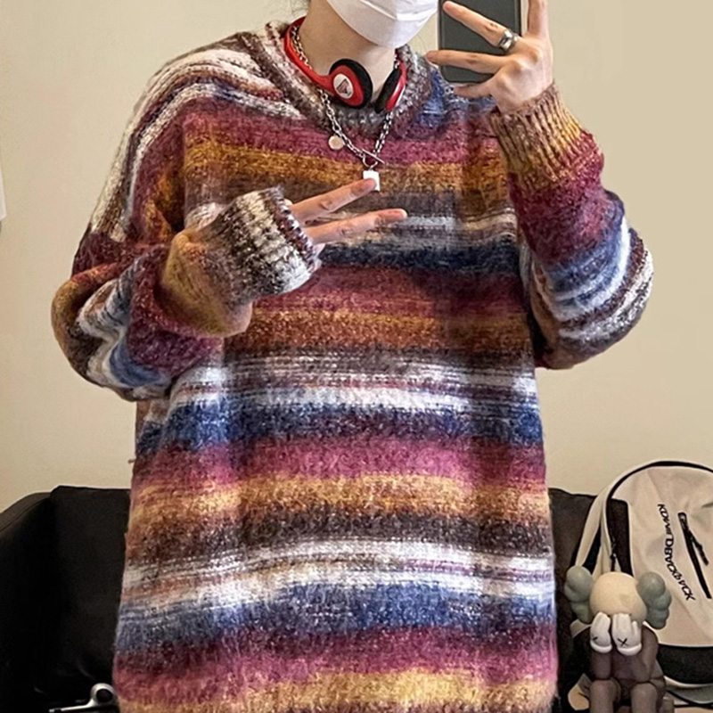 Retro Colorful Striped Sweater