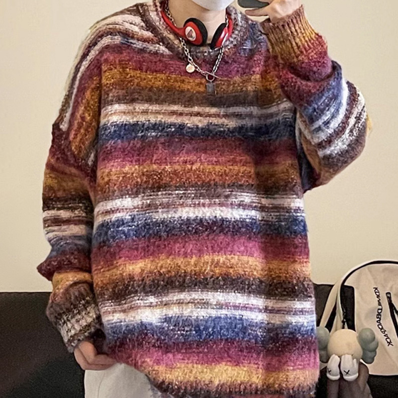 Retro Colorful Striped Sweater