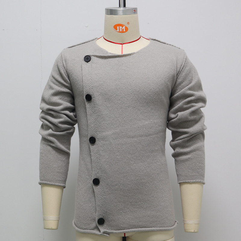 Diagonal Placket Thick Knit Sweater