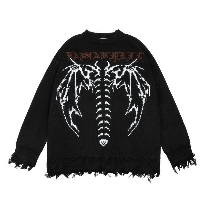 Dark Holed Crew Neck Sweater