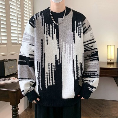 Stylish Striped Color Block Knit Sweater