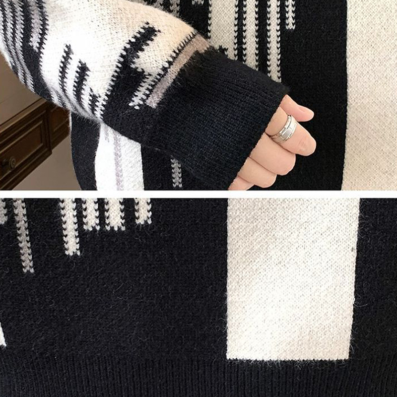 Stylish Striped Color Block Knit Sweater