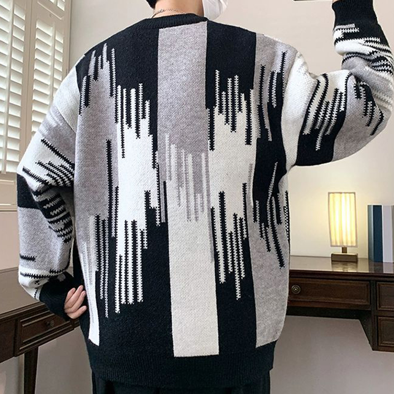 Stylish Striped Color Block Knit Sweater