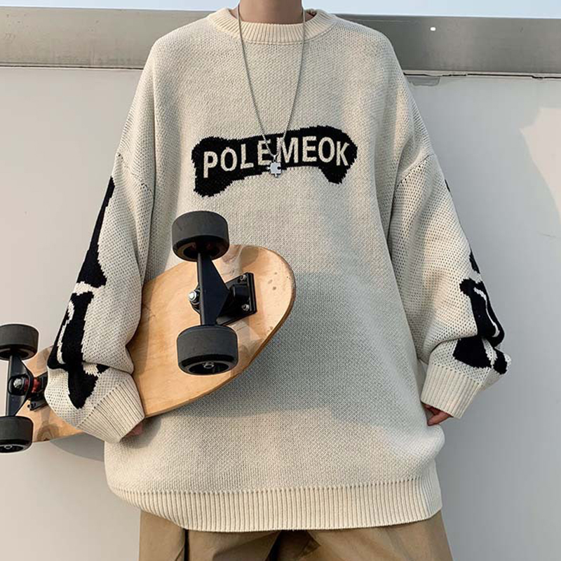 Retro Crew Neck Knitted Sweater