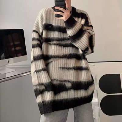 Retro Lazy Color bBlock Couple's Knitted Sweater