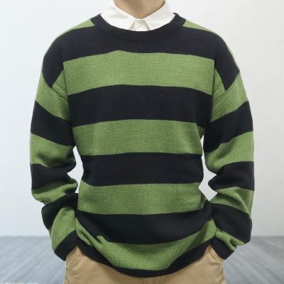 Green Striped Pullover Sweater