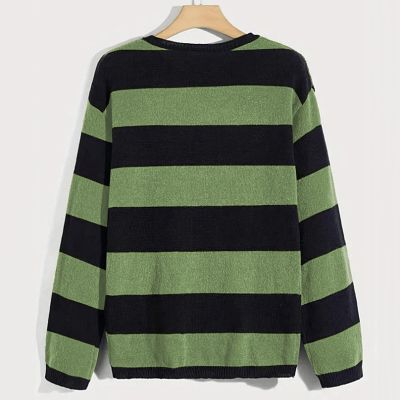 Green Striped Pullover Sweater