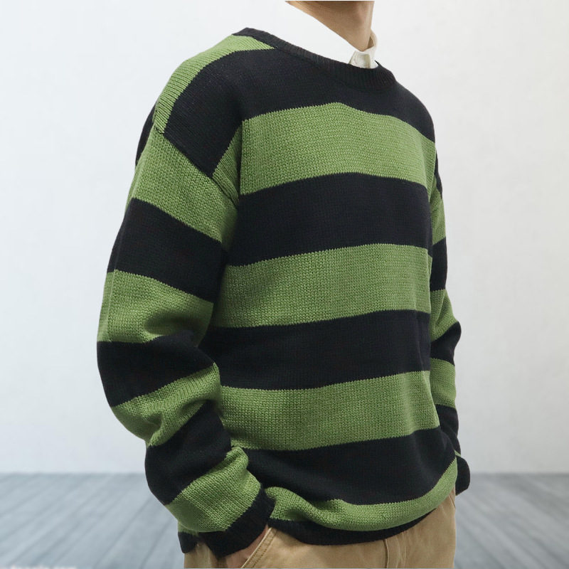 Green Striped Pullover Sweater