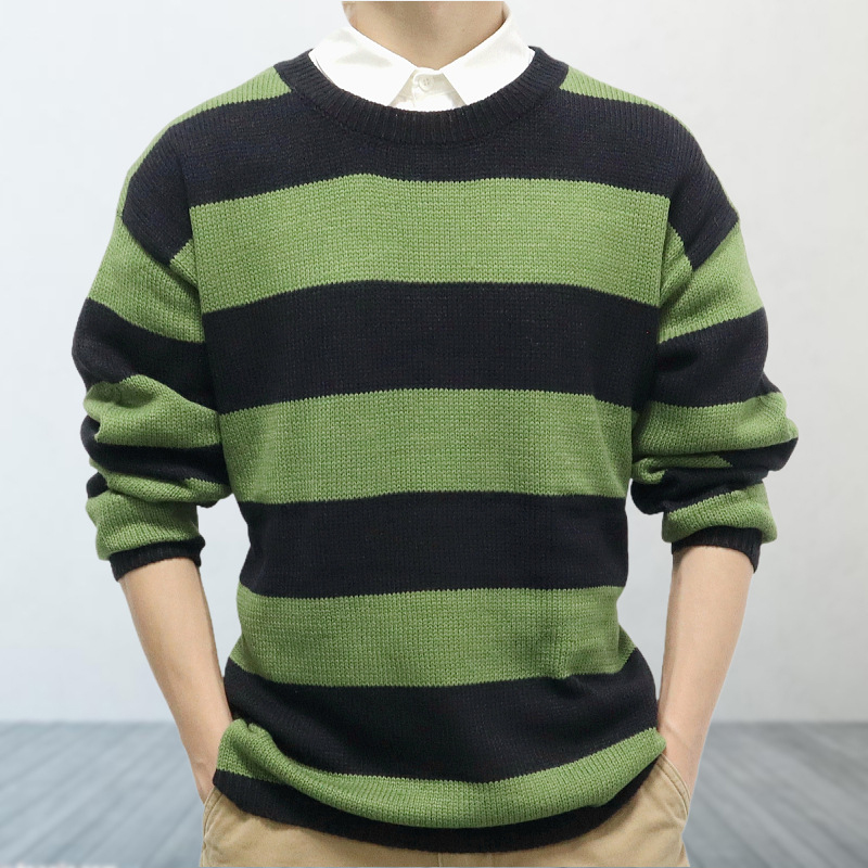 Green Striped Pullover Sweater