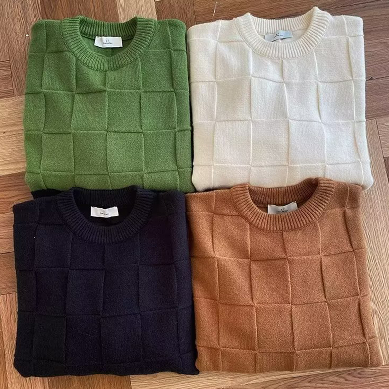 4 Colour Solid Color Crew Neck Sweater