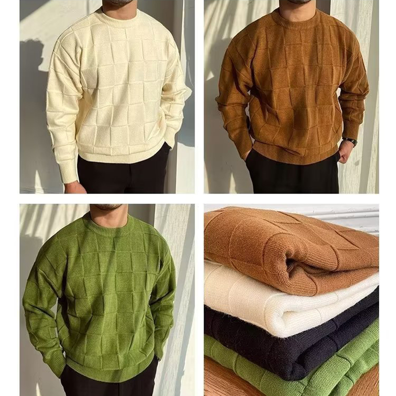 4 Colour Solid Color Crew Neck Sweater