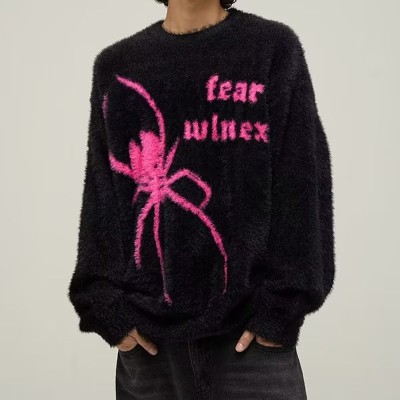 Spider Letter Print Crew Neck Sweater
