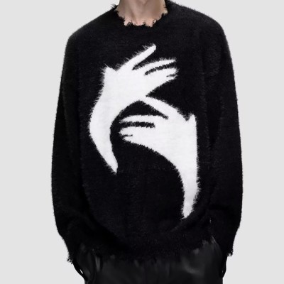 Unisex Abstract Hand Crew Neck Sweater