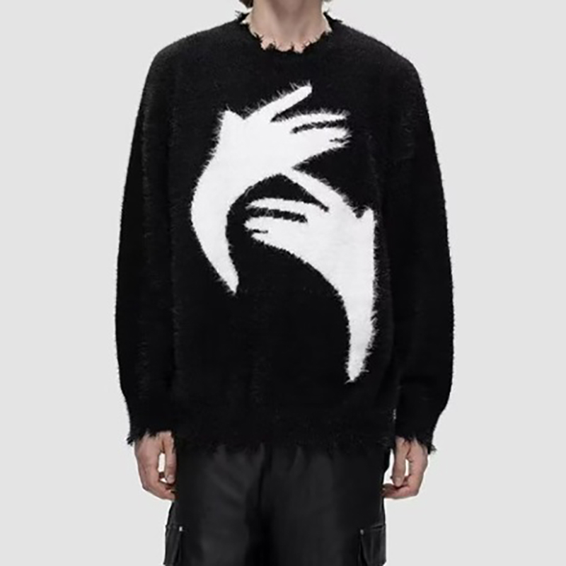 Unisex Abstract Hand Crew Neck Sweater