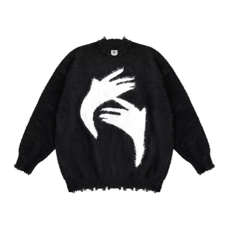 Unisex Abstract Hand Crew Neck Sweater