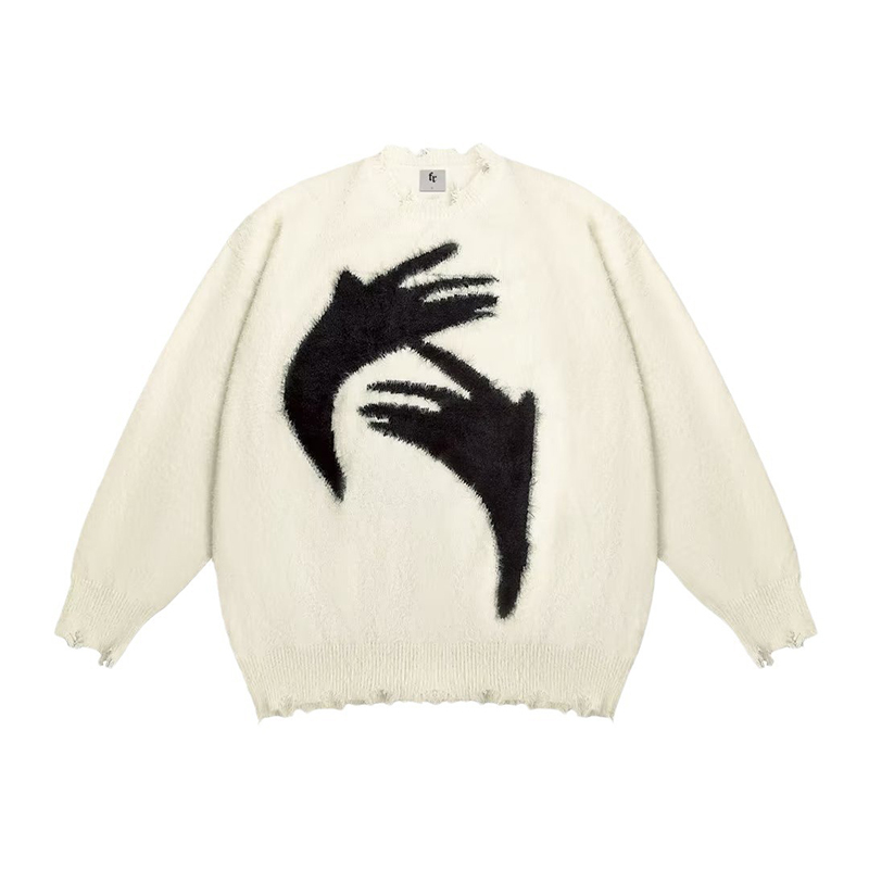 Unisex Abstract Hand Crew Neck Sweater