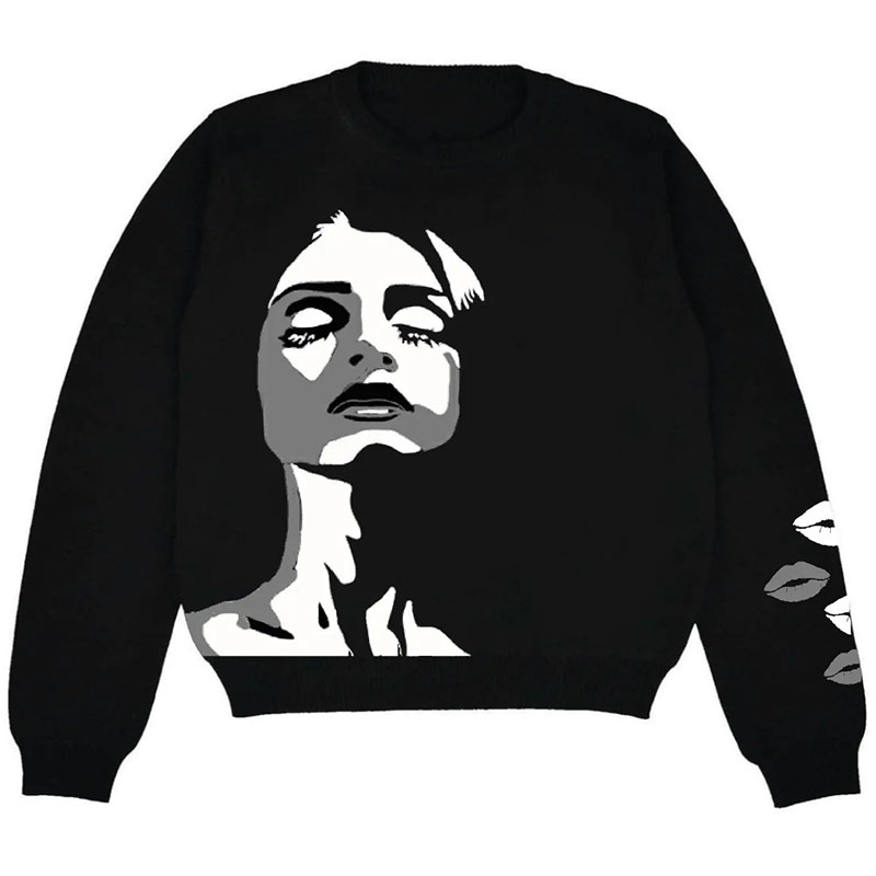 Portrait Embroidery Crew Neck Sweater