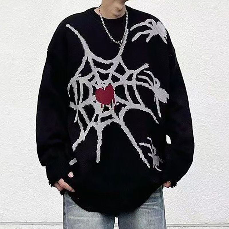 Unisex Vintage Spider Crew Neck Sweater