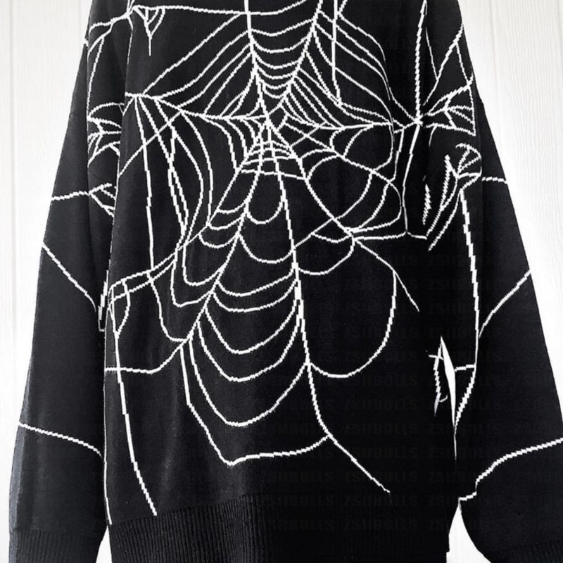 Unisex Vintage Spider Print Knitted Sweater