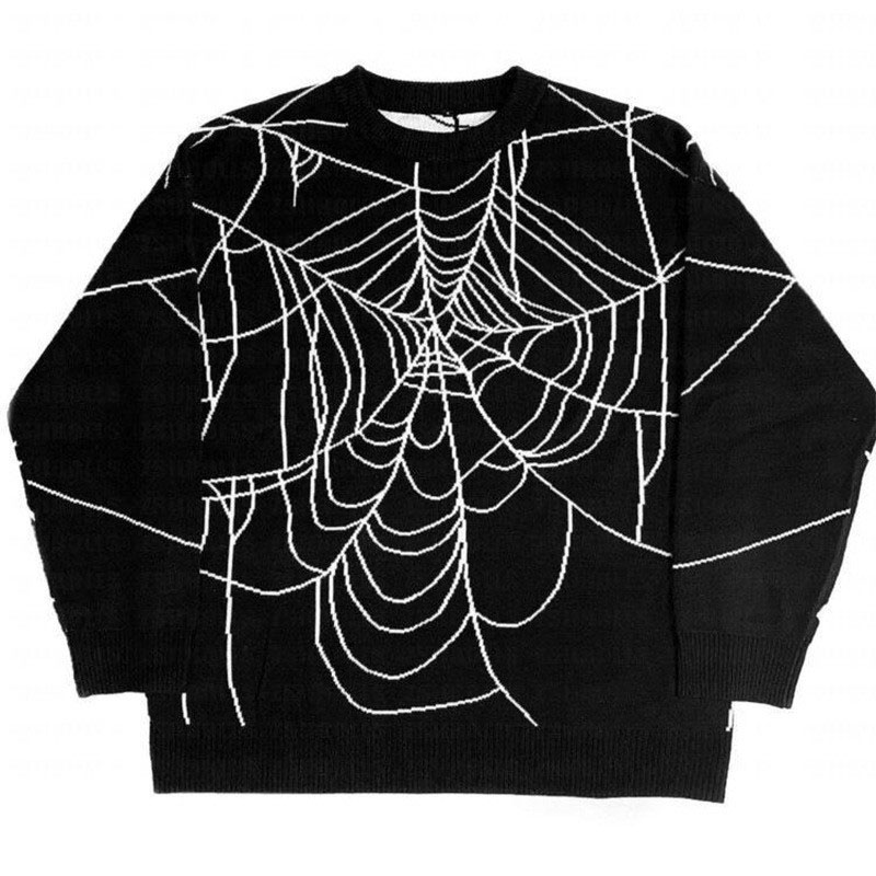 Unisex Vintage Spider Print Knitted Sweater