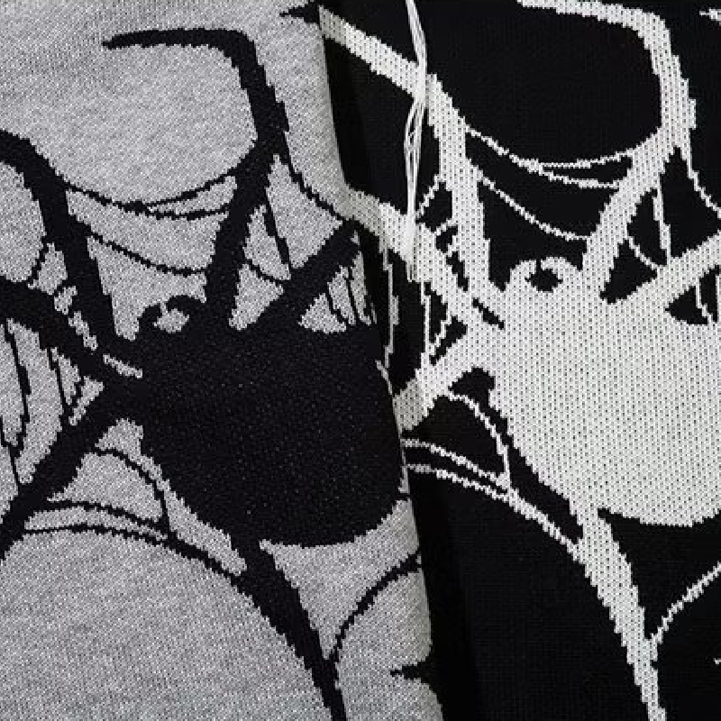 Distressed Sweater With Spider Pattern Design