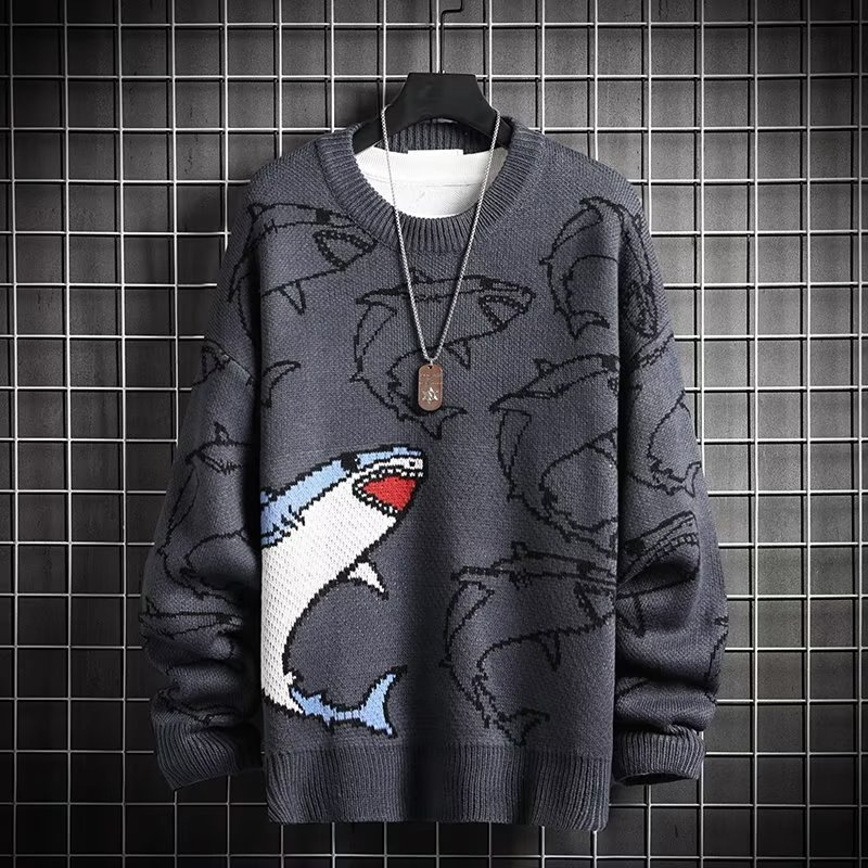 Shark Crew Neck Loose Sweater