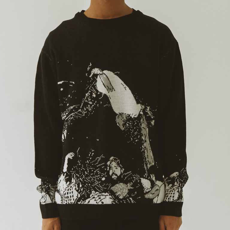 Black Gothic Y2Kk Crew Neck Sweater