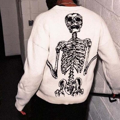 Unisex Retro Y2K Street Skull Casual Knitted Sweater