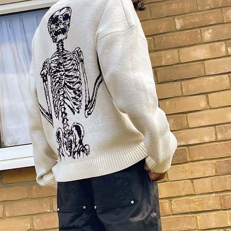 Unisex Retro Y2K Street Skull Casual Knitted Sweater